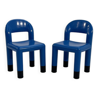 Pair of blue children's chairs by Omsi, 2000