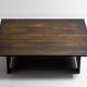 Large rustic brutalist coffee table in patinated wood, 1980s