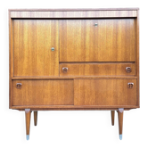 Secrétaire vintage en teck, meuble bar, enfilade, bureau