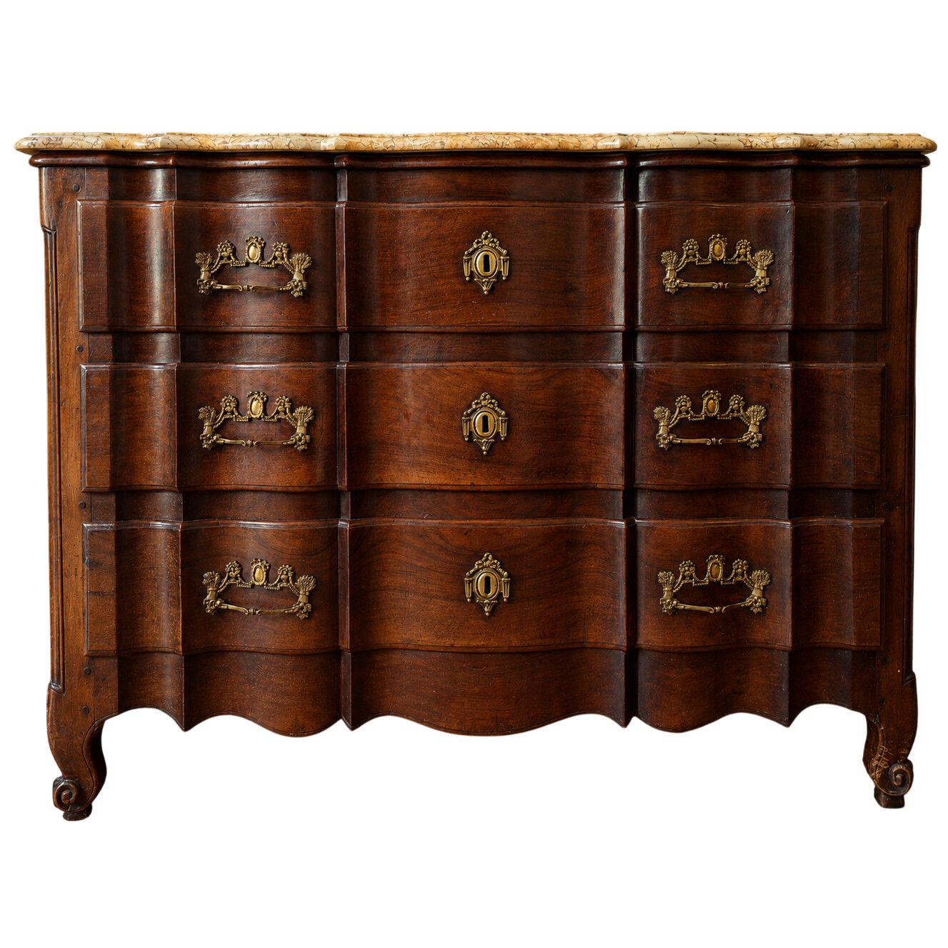 Bordeaux Crossbow Commode in Solid Mahogany, Louis XV Period