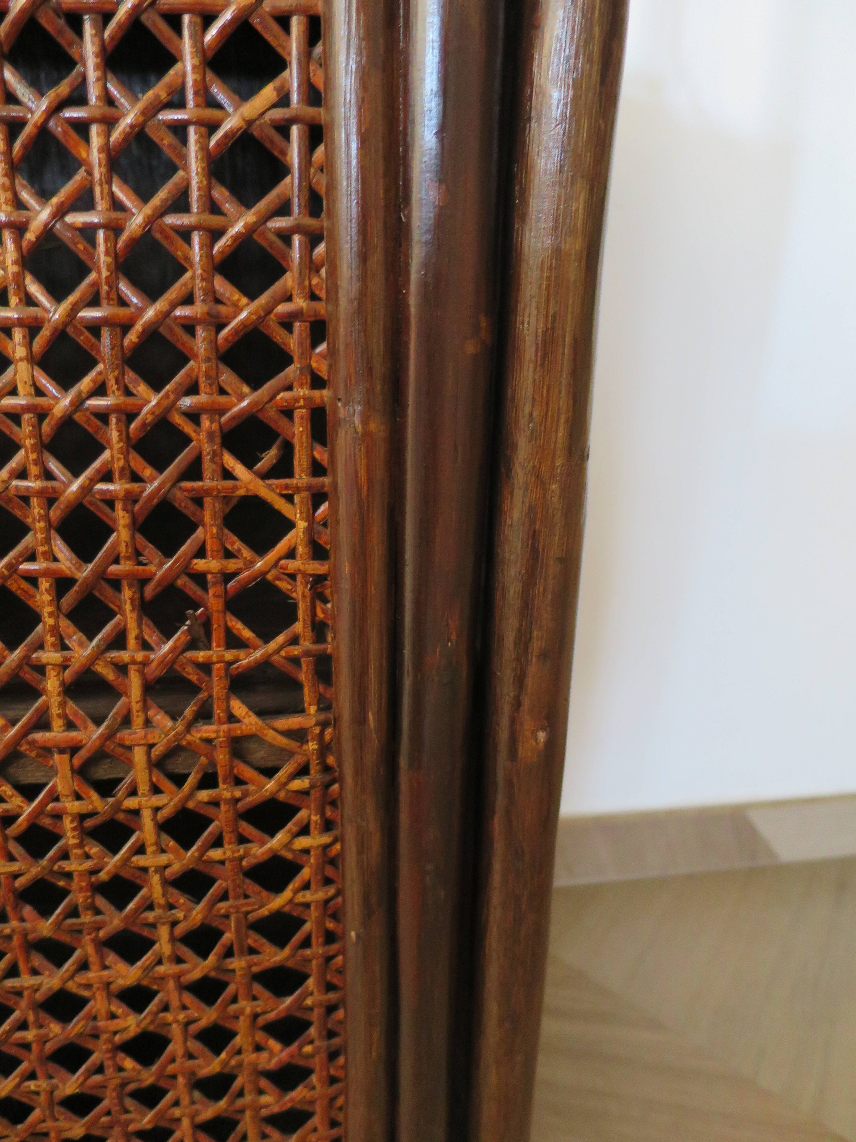 Retro-vintage-Low sideboard-library - cane-wood-rattan-1960s