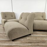 70s modular sofa with three seats in fabric