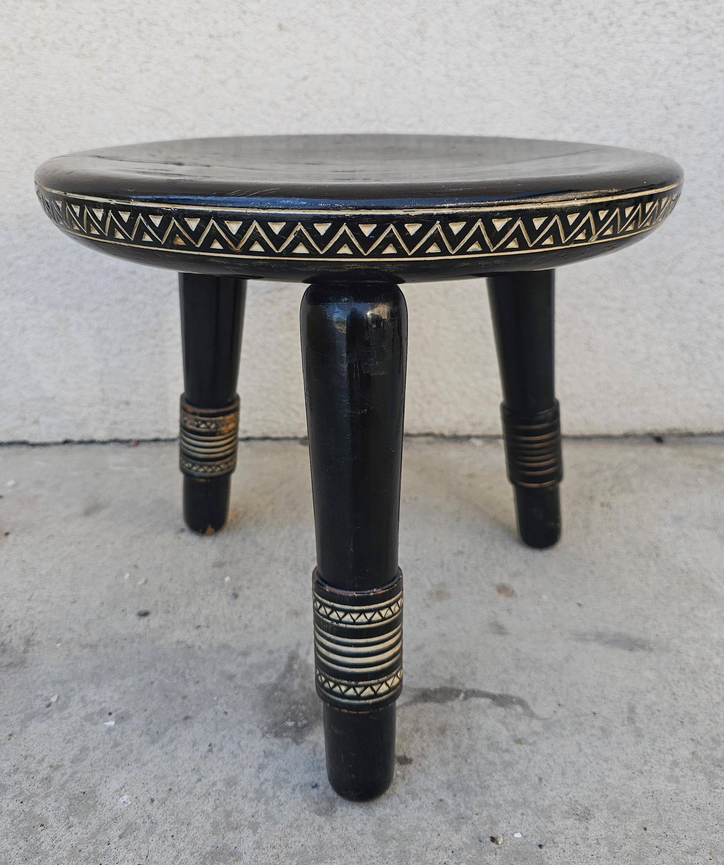 Antique hand-carved coffee table with 6 stools by Ettore Zacchari, 1900s.