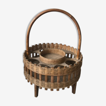 Wicker and cork bottle basket