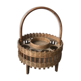 Wicker and cork bottle basket