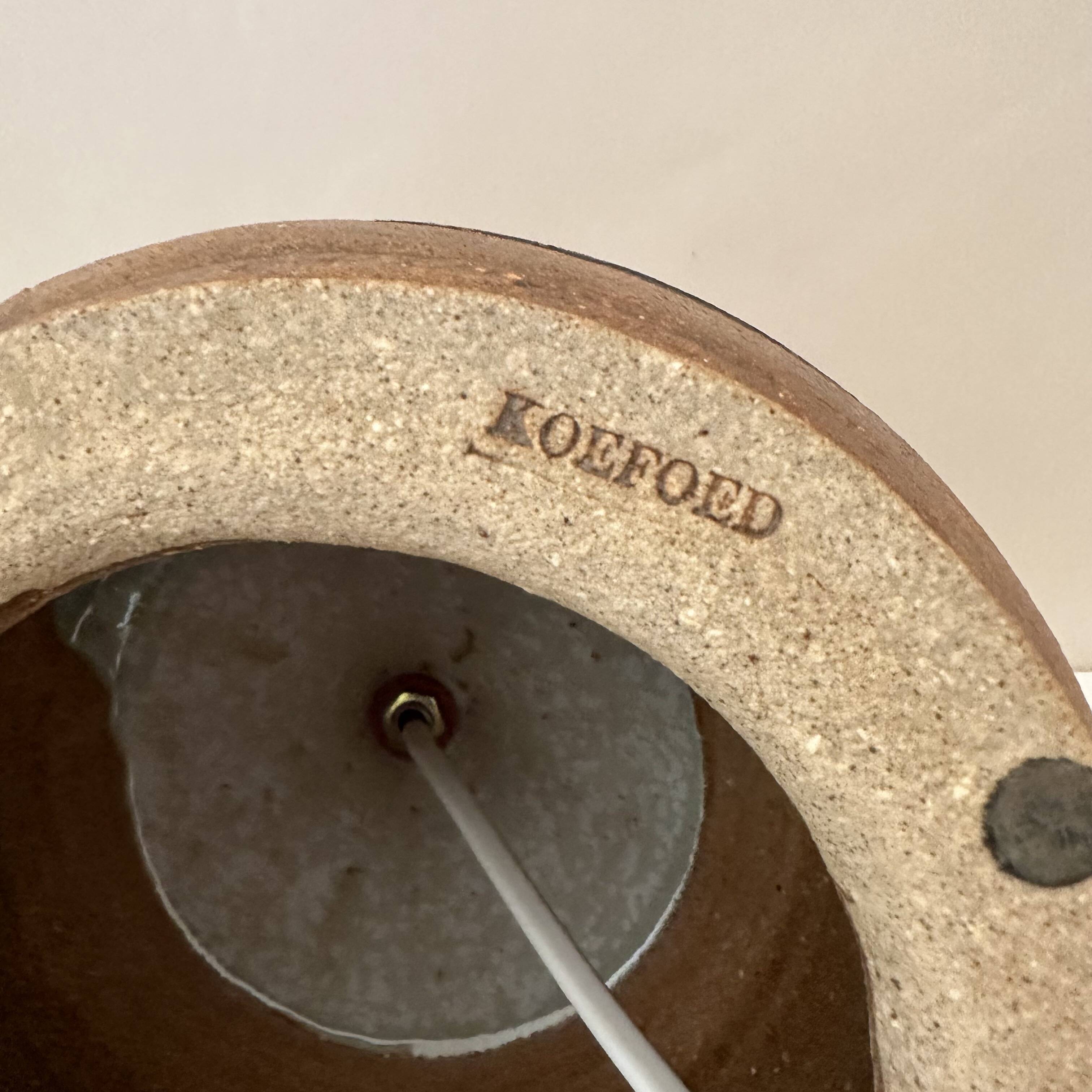 Danish Design table lamp, Koefoed ceramic, pleated lampshade, mid century interior