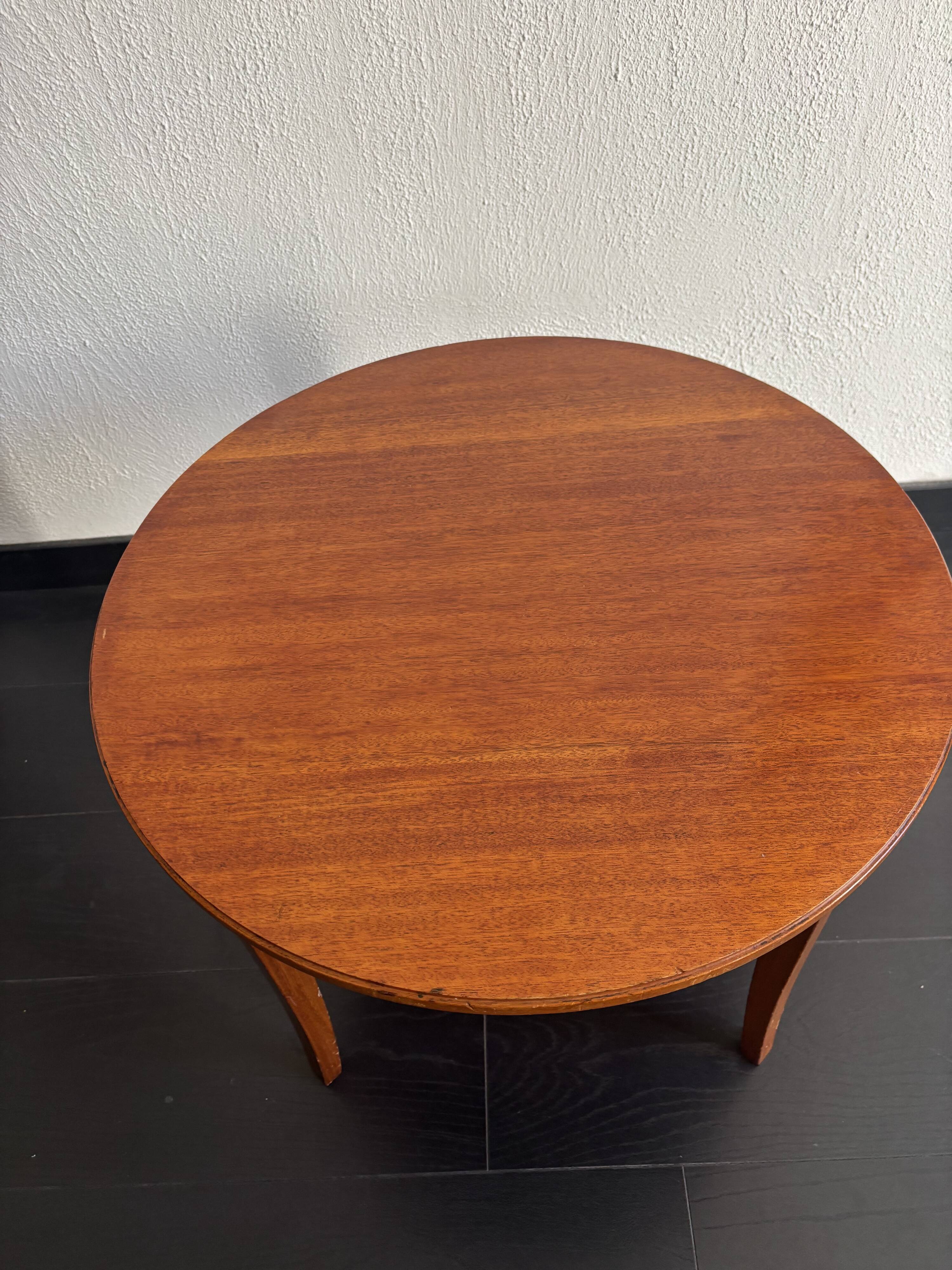 Table basse, guéridon rond en bois Hainke, Allemagne 1950