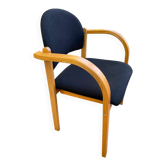 Vintage office chair in bent wood & black fabric 1990