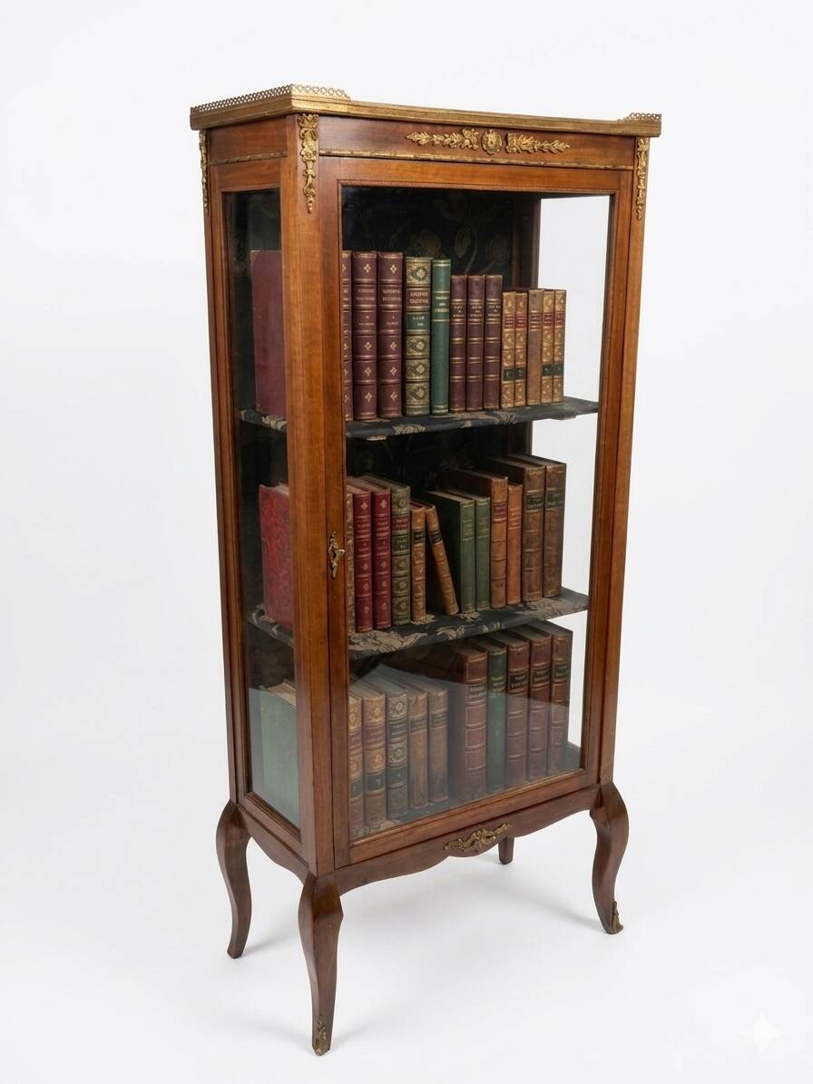 Vitrine ancienne style transition Louis XV-Louis XVI en Acajou