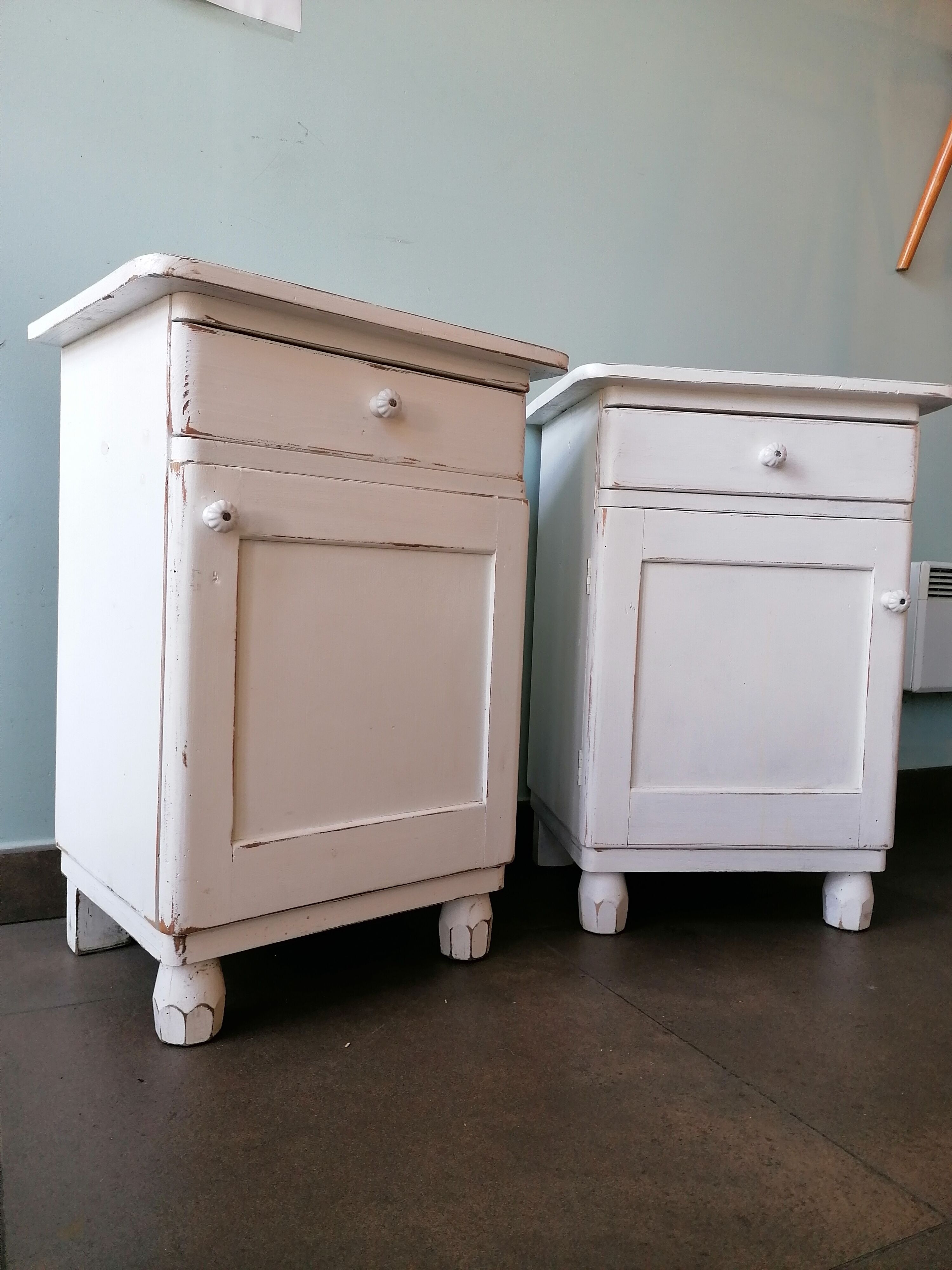 Pair of vintage wooden bedside tables