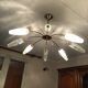 Suspension 60s to 8 lights brass and molded glass