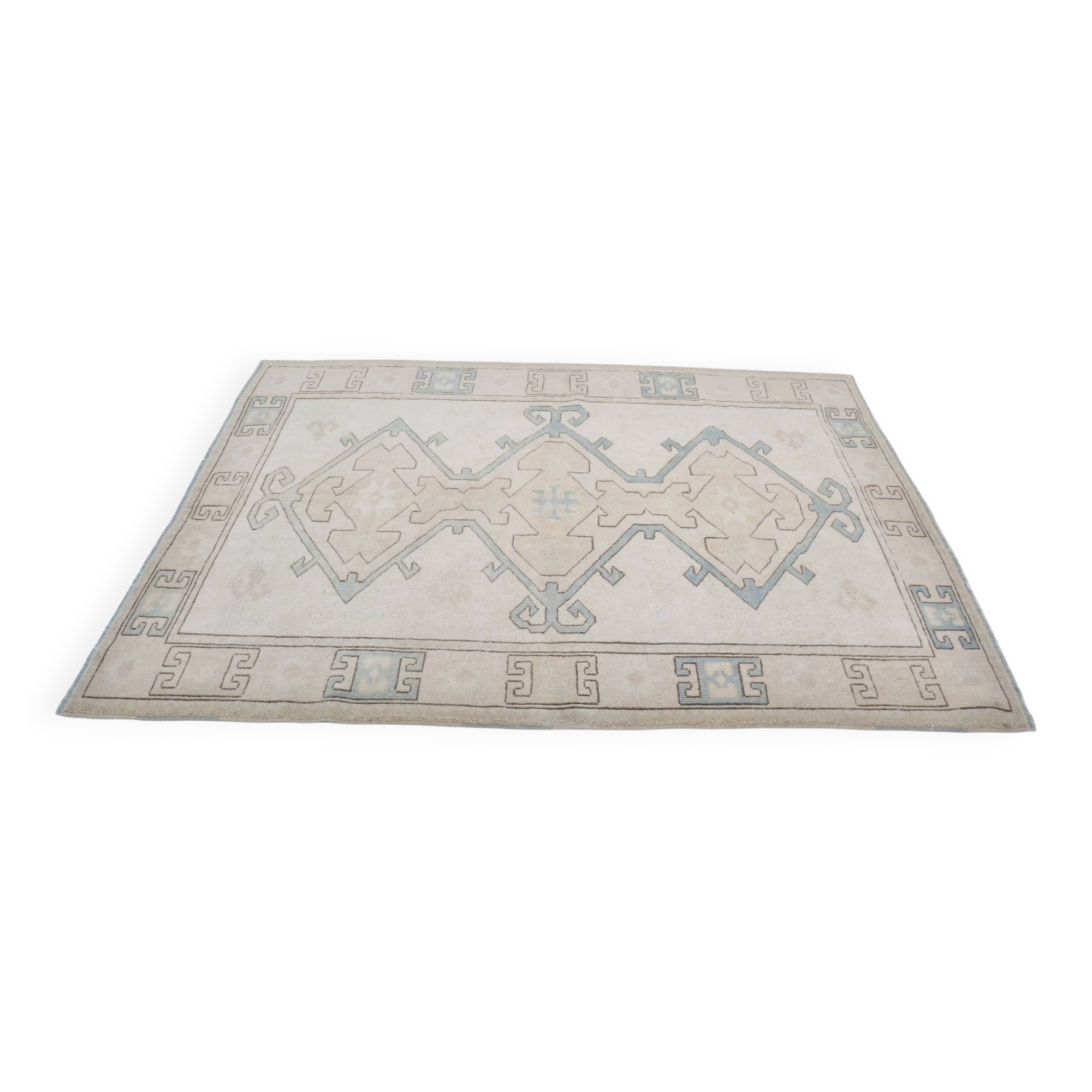 Bohemian hand knotted Oushak rug sku 3484