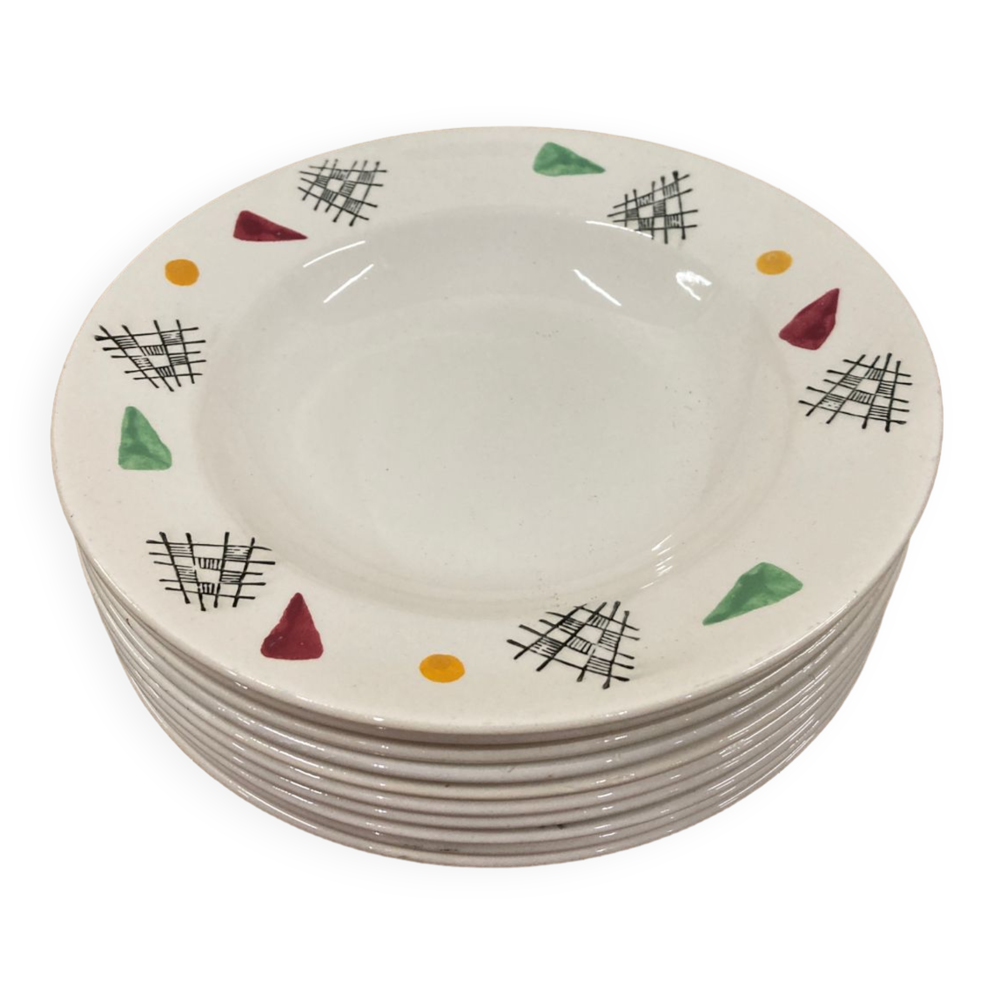 10 soup plates 1960/1970 vintage Gien model Montbouy
