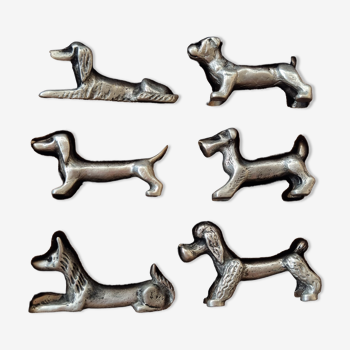 Set of 6 tin dog knife holders