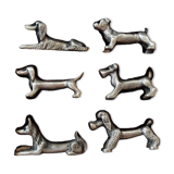 Set of 6 tin dog knife holders