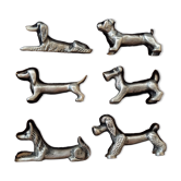 Lot de 6 porte couteaux chien en étain