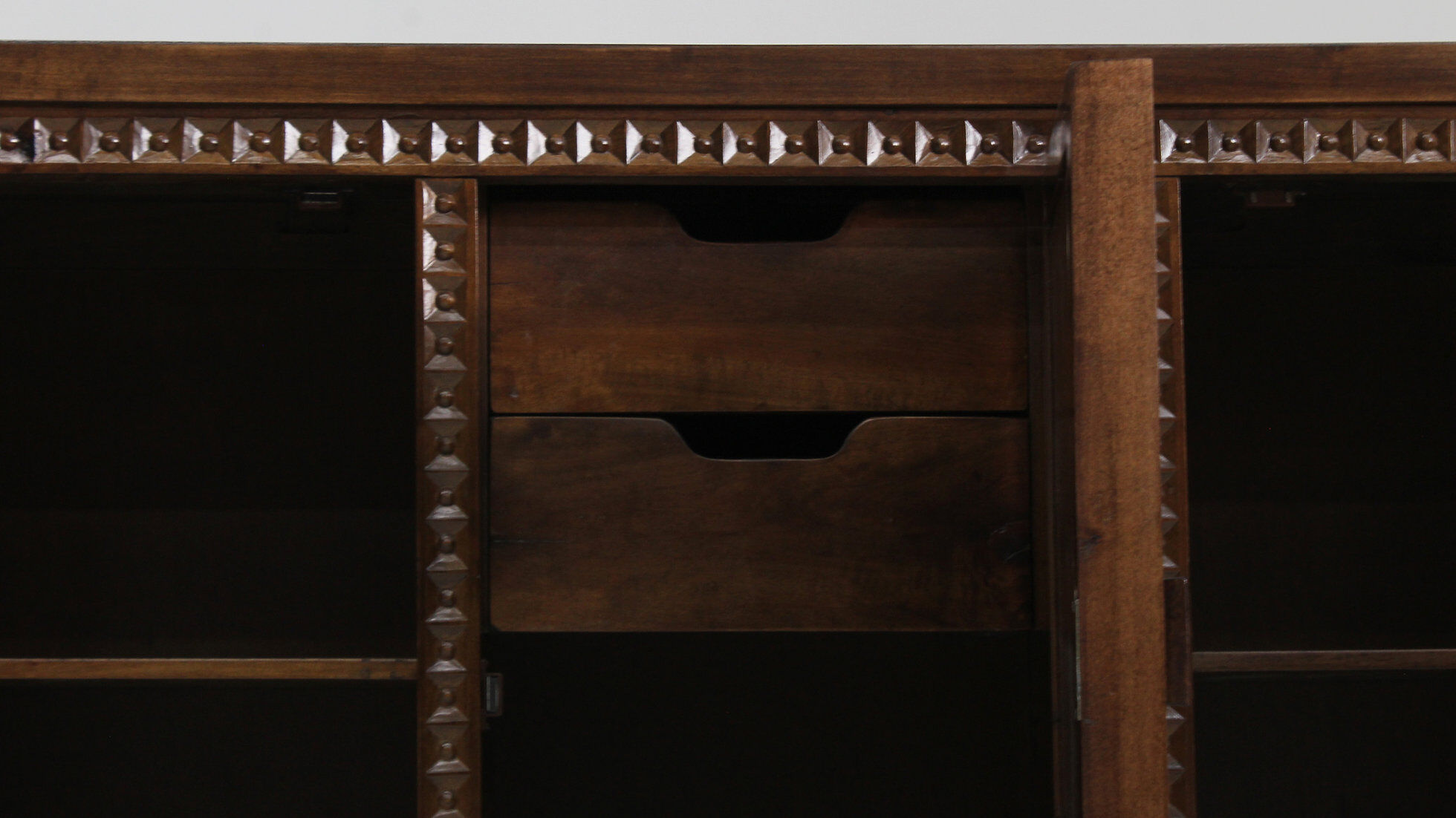 Vintage Spanish brutalist sideboard solid walnut wood 1960s