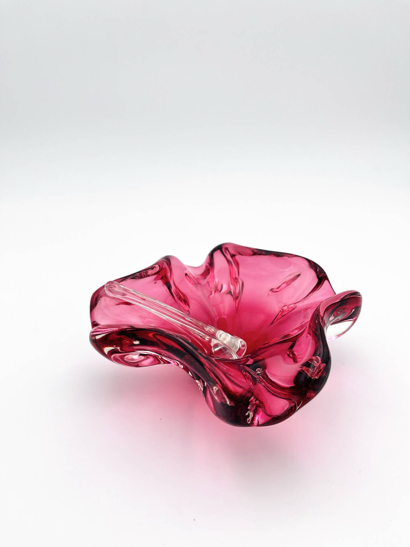 Murano Coupe Flavio Poli Sommerso Rubies & Original Pilon 17cm 1960