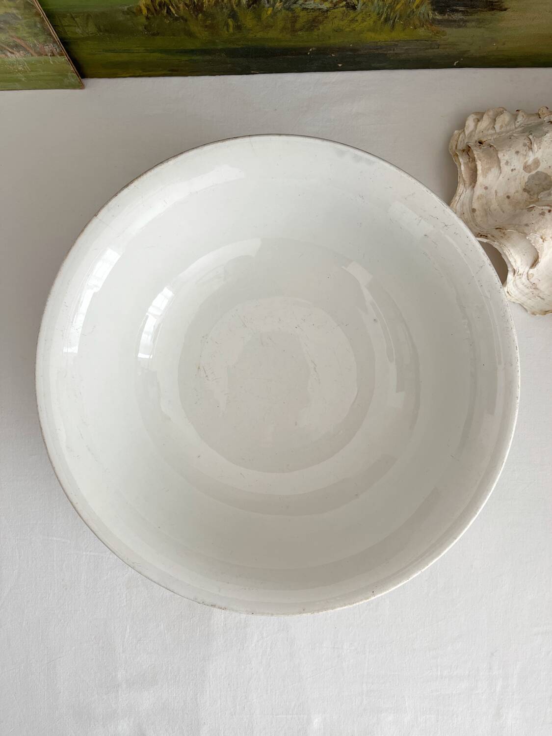 Antique ironstone salad bowl from Creil and Montereau