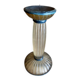 Art Deco Frosted Acrylic and Verdigris Brass Pricket Candleholder
