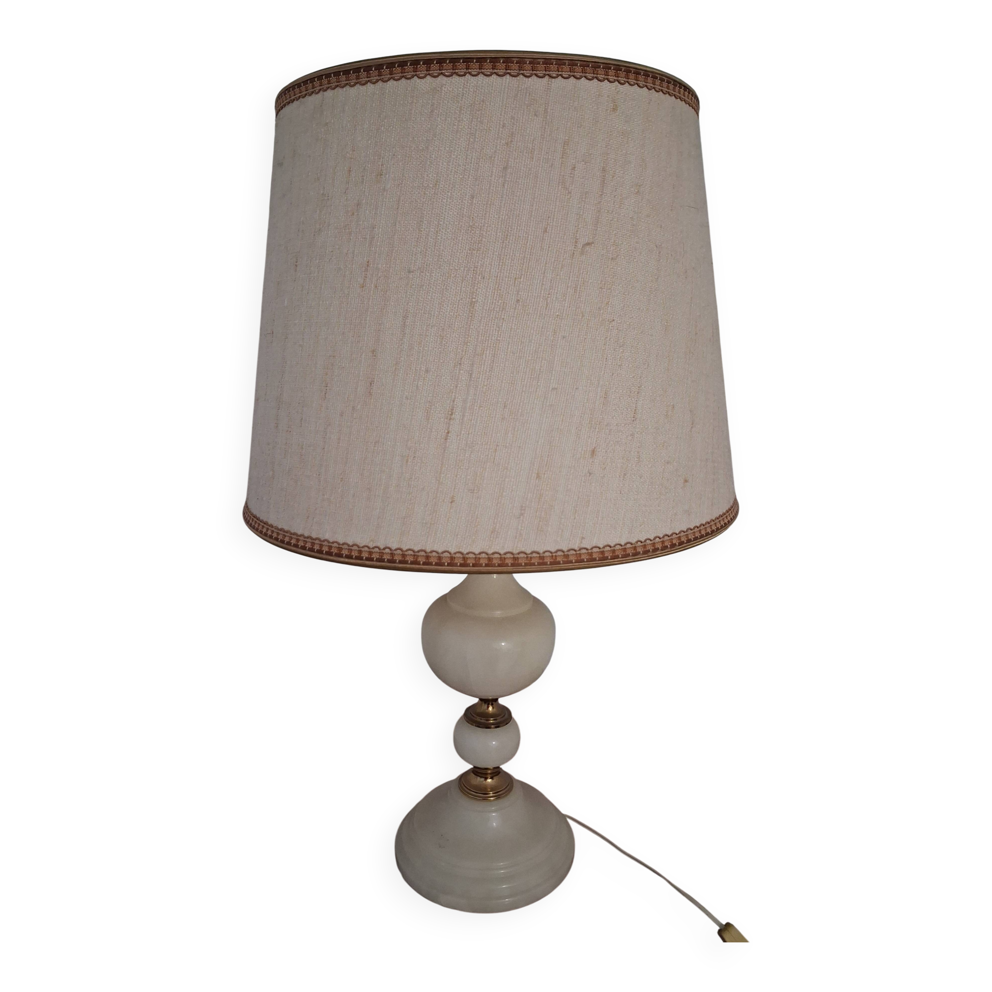 Lamp with an onyx and brass base.