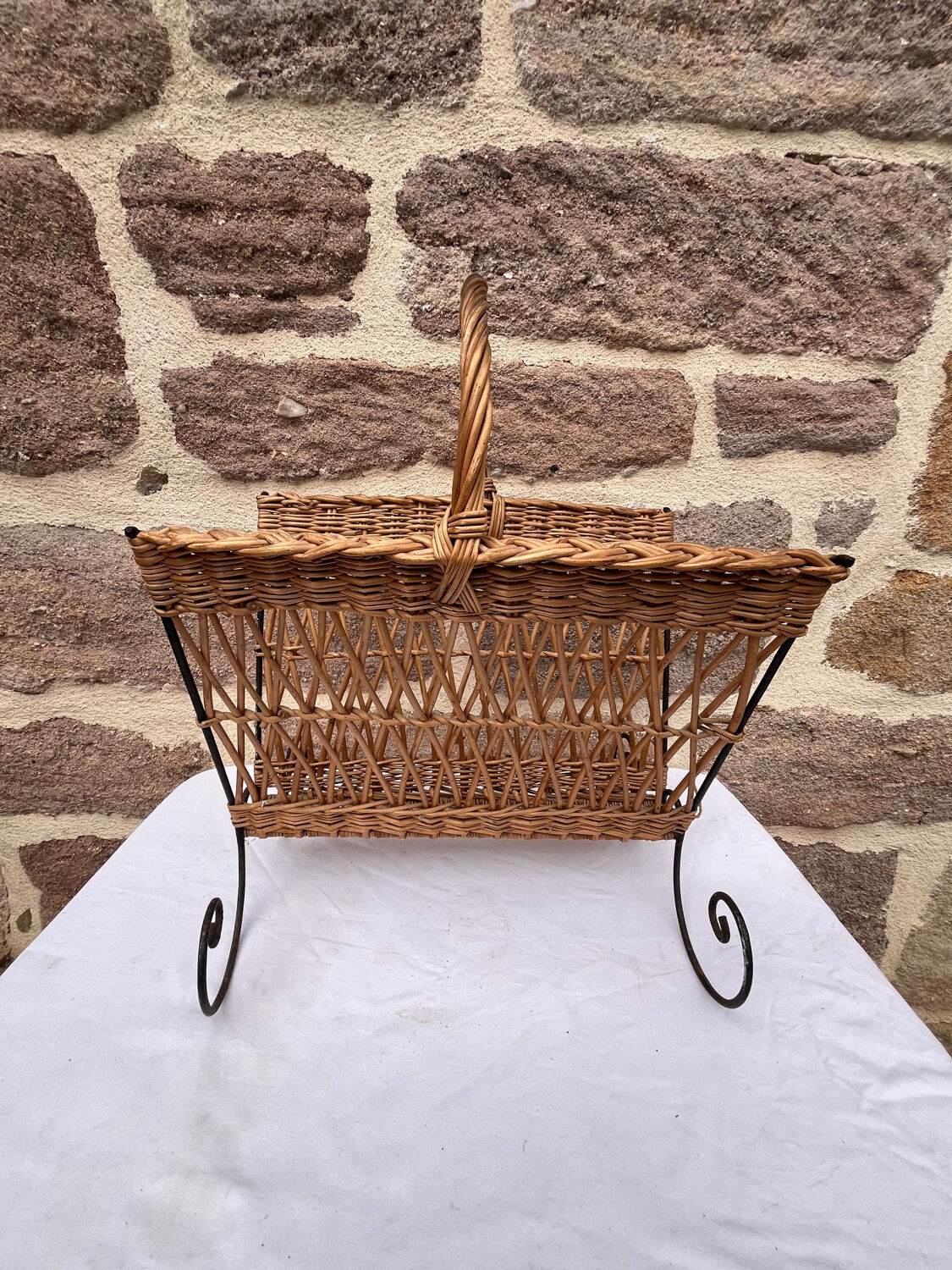 Rattan magazine rack