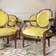 Set of four natural wood armchairs in louis xvi style 19th century