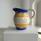 Large blue and yellow hand painted carafe H:20cm