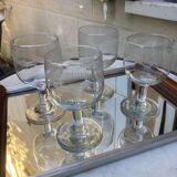 Set of 4 very old blown and engraved glasses