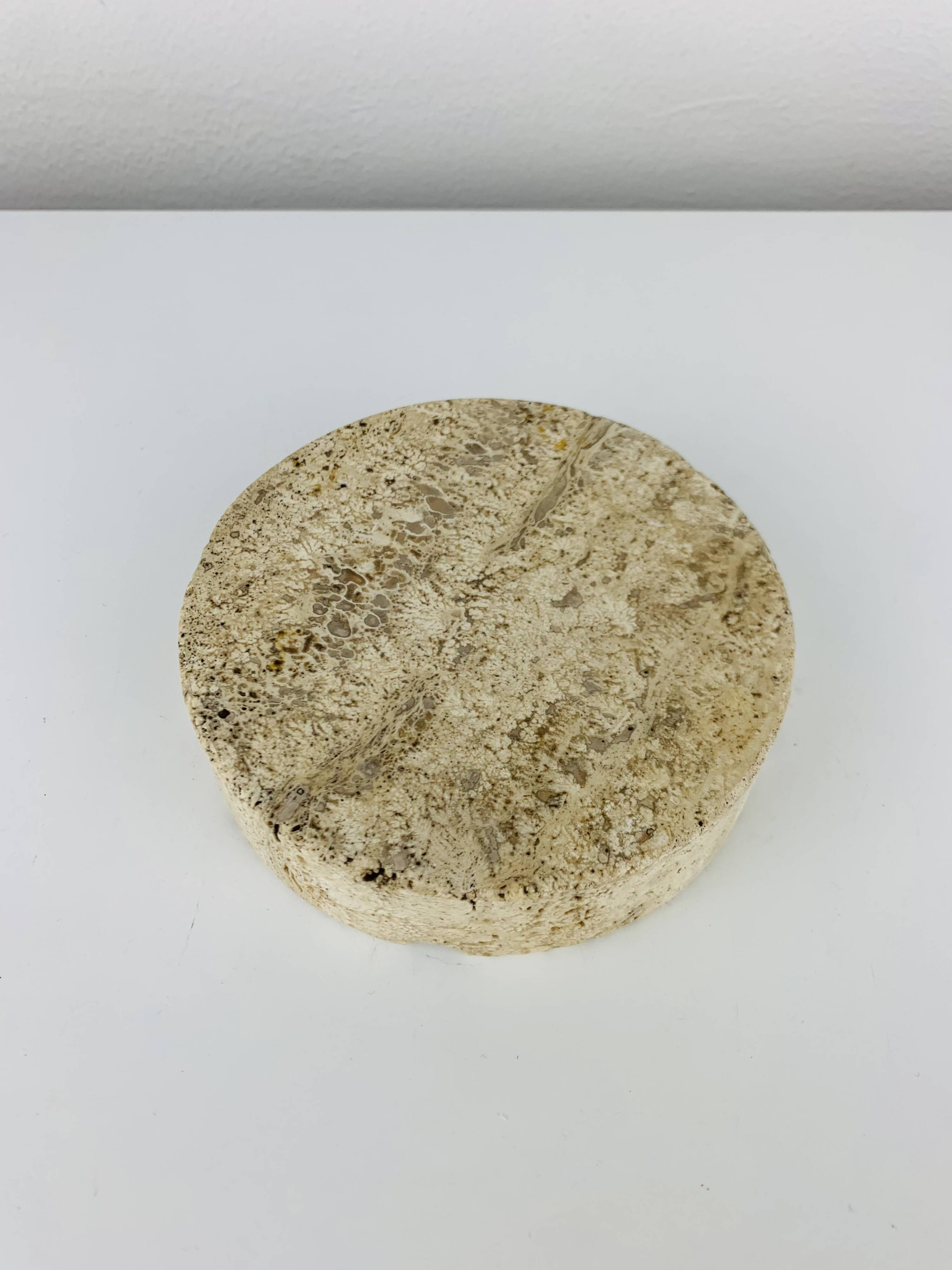 Round travertine ashtray, vintage