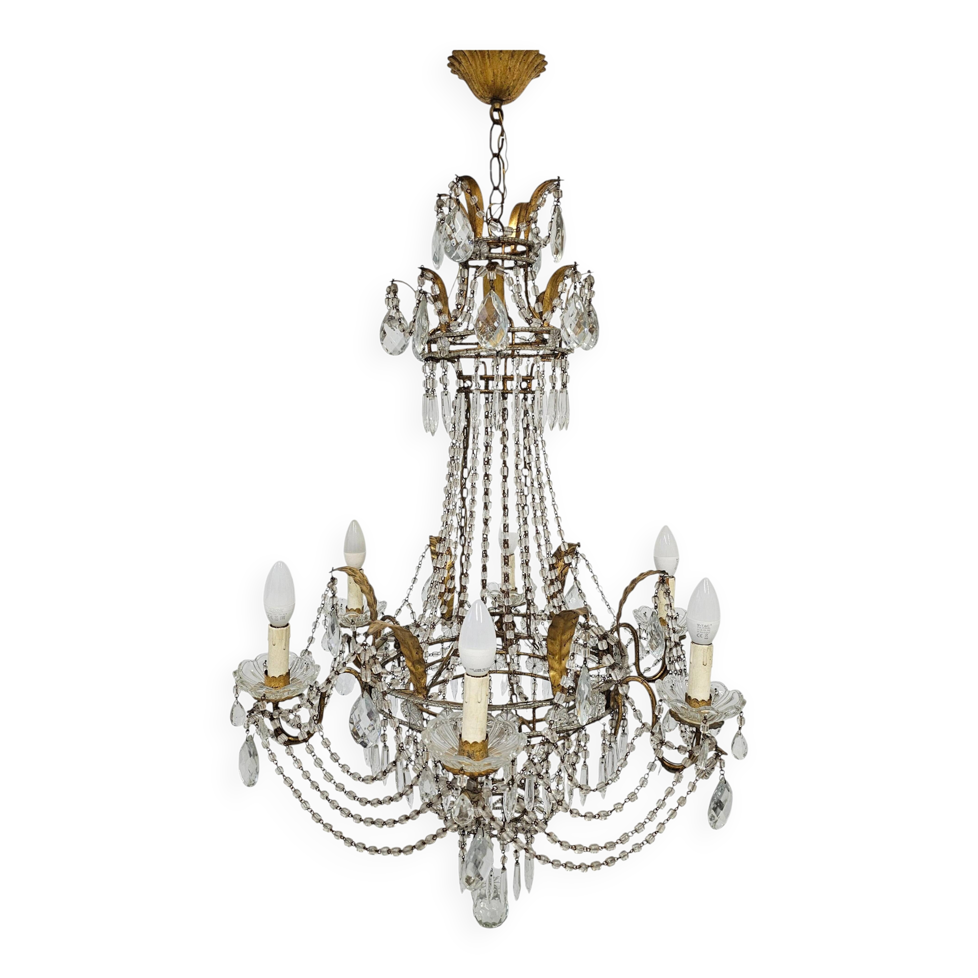 Antique crystal chandelier with floral details 1910