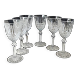 Set of 6 Large Red Wine Glasses. Bohemian Crystal. Diamond-tipped.