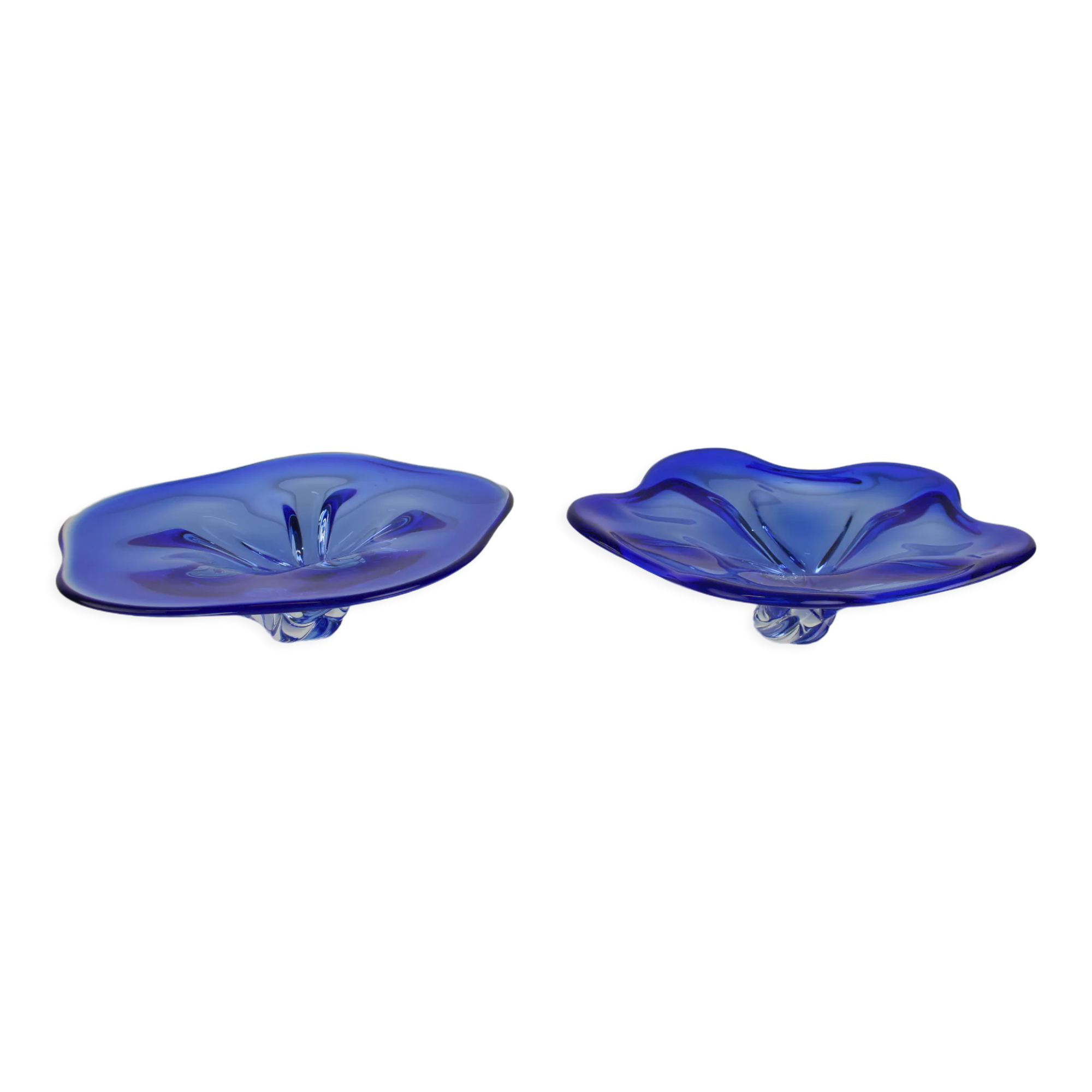 Set of 2 Art Glass Bowls by Josef Hospodka for Chribska Glassworks, 1960's