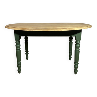 Table en Bois - Ovale - Bois brut et pied Vert