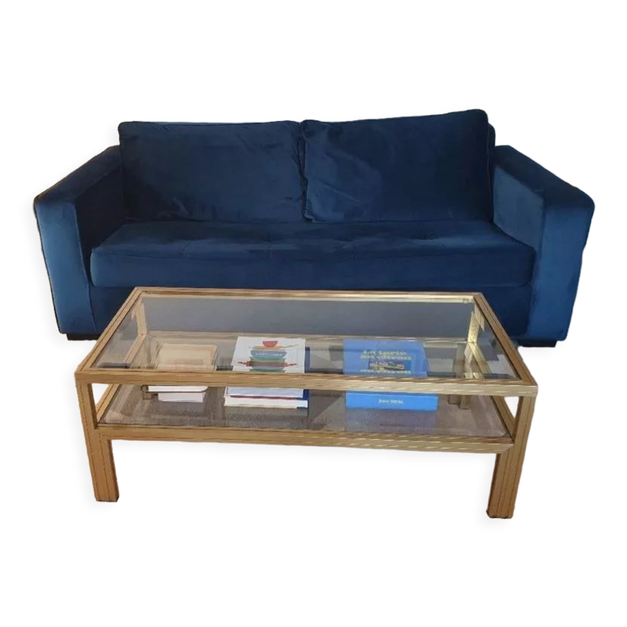 Canapé convertible velours bleu octave camif