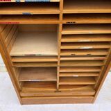 Double column curtained filing cabinet in oak, 1960