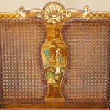 Three-piece bergère set in walnut, Chinoiserie style, from the 1920s, in need of restoration.