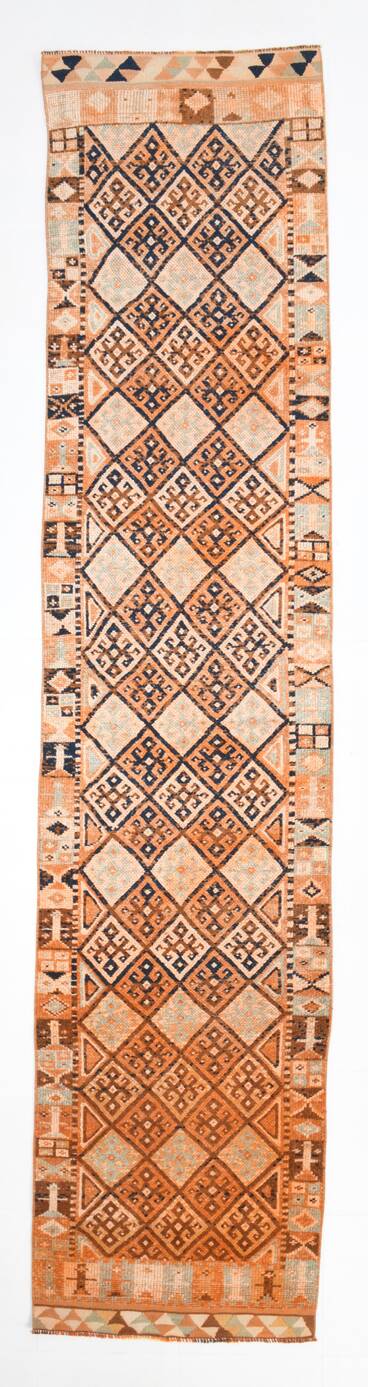 Navy Blue Super Soft Modern Vintage Runner Rug, 83x371Cm