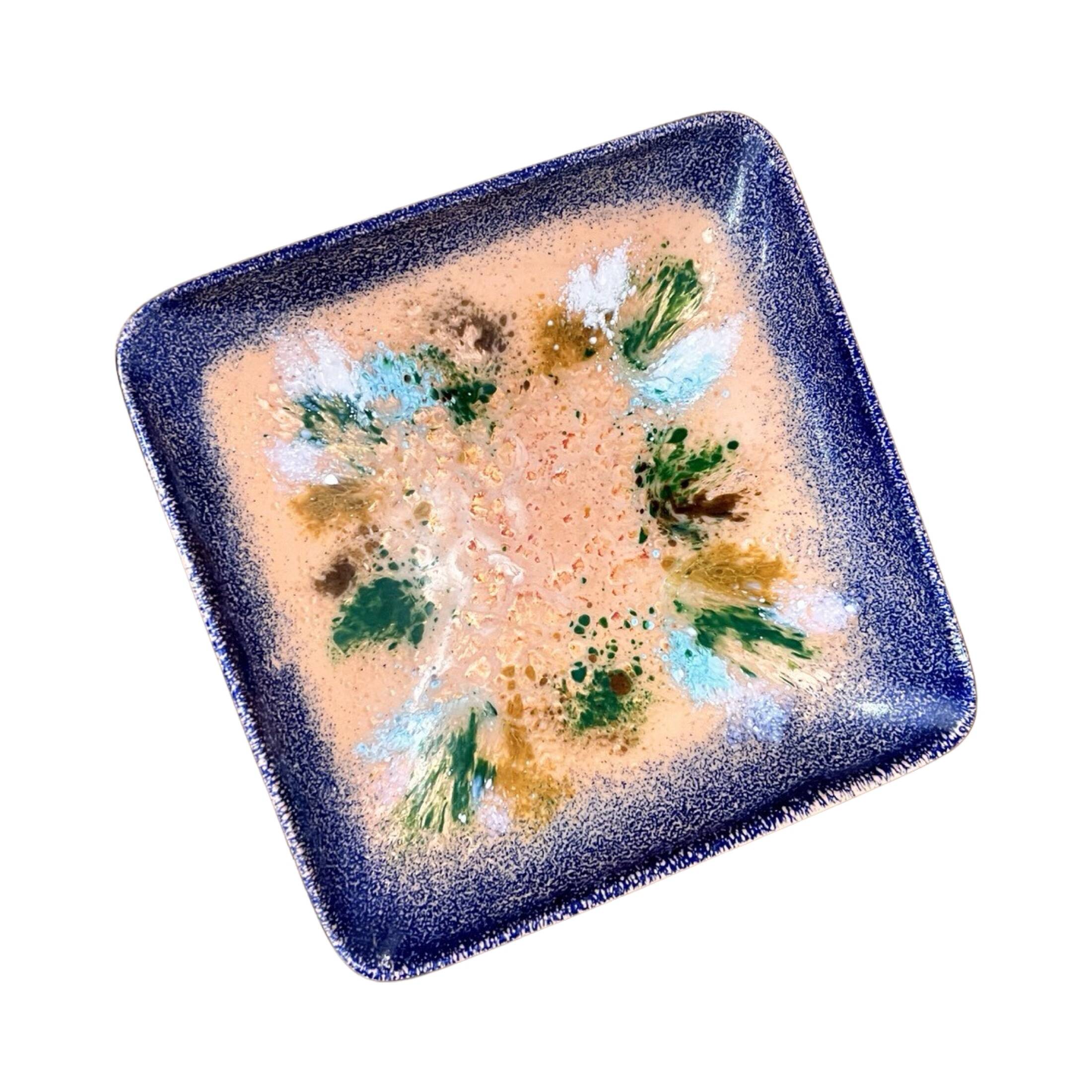 Enameled copper bowl plate, Germany, 1960s.