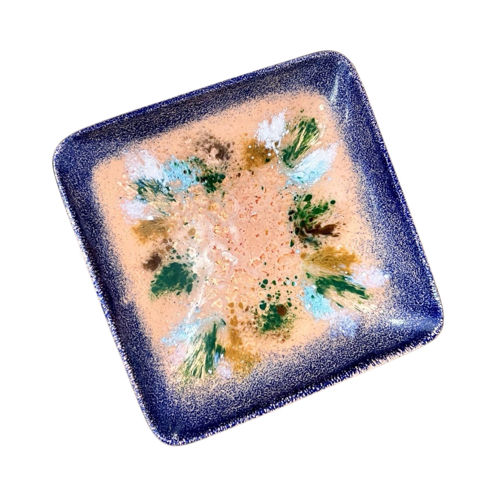 Enameled copper bowl plate, Germany, 1960s.