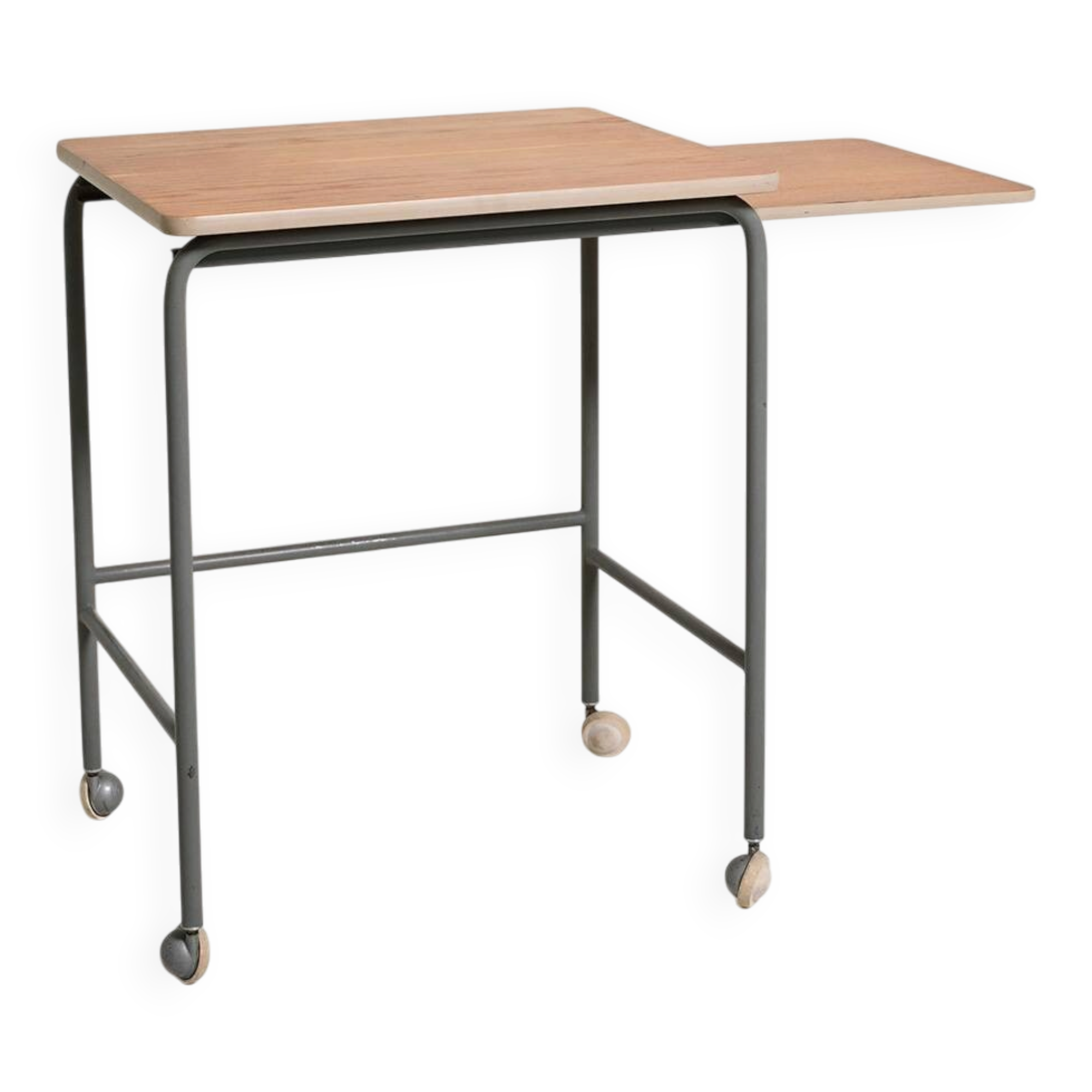 Table d'appoint scandinave vintage avec étagère escamotable