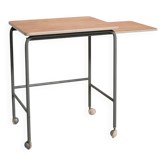Table d'appoint scandinave vintage avec étagère escamotable