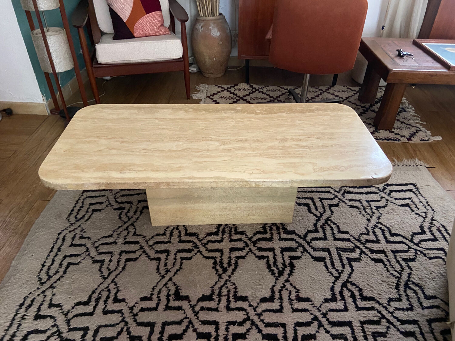 Travertine coffee table in the 70s