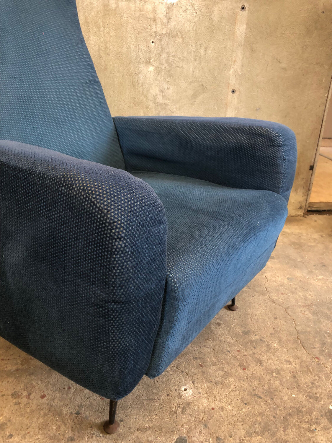 Vintage Italian Blue Armchair circa 1950