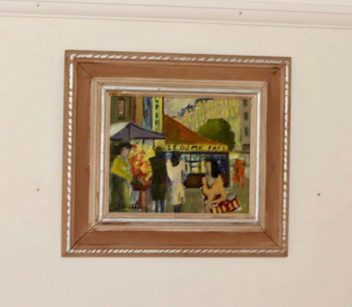 Huile sur panneau suédoise originale « French Street Life » -