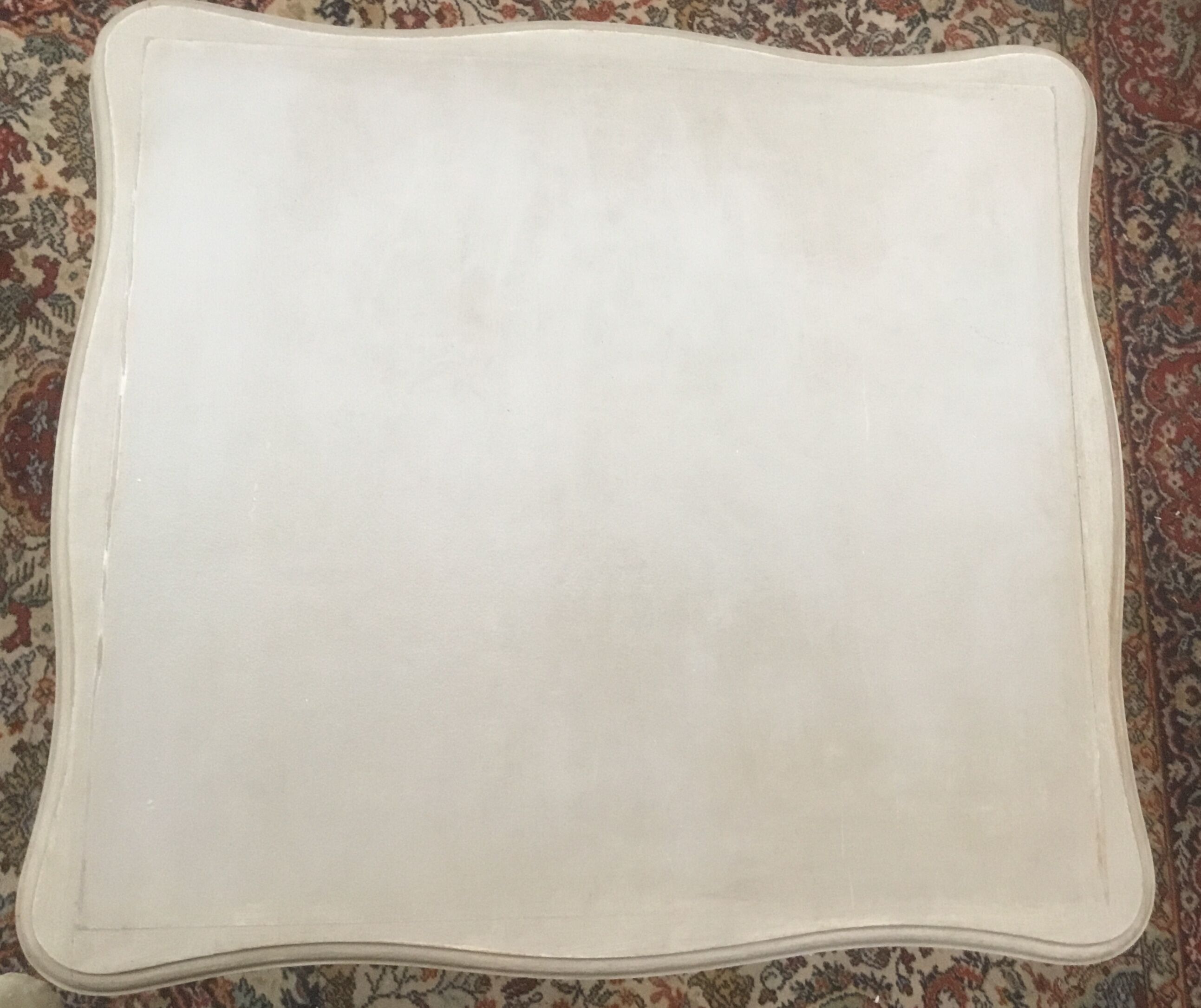 Square wooden painted and patinated table