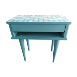 Chevet vintage relooké bleu pétrole