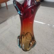 Vintage Murano Style Sommerso Glass Vase – Hand Blown Italian Art Glas