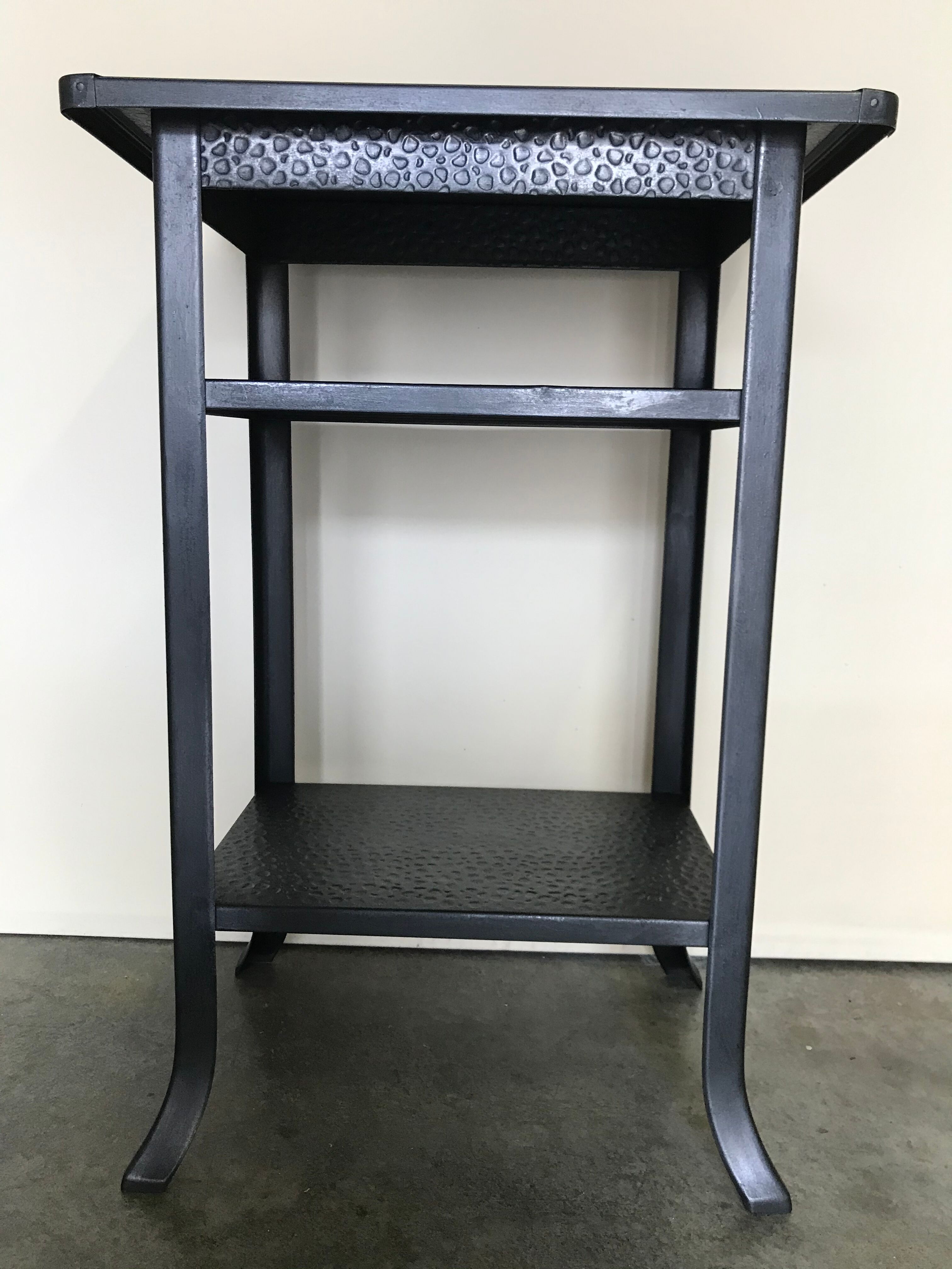 Console table riveted metal 1940 industrial