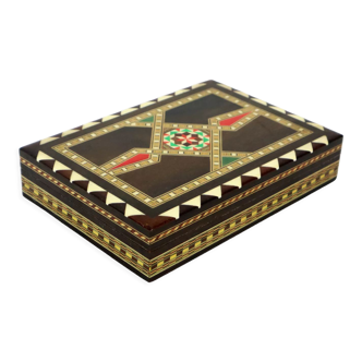 Mosaic wooden jewelry box oriental 18cm